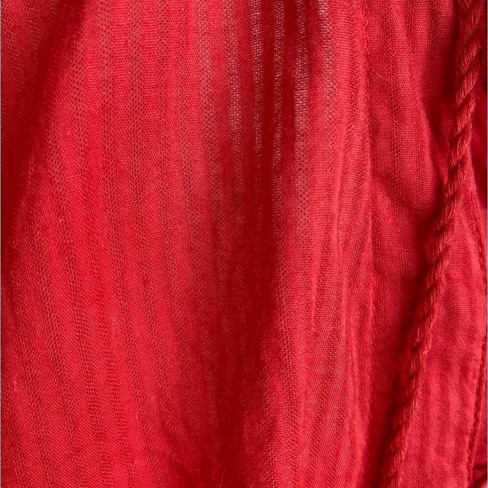 April Cornell Poppy Embroidered Tassel Short Sleeve buttoned Down Blouse… - Picture 9 of 13